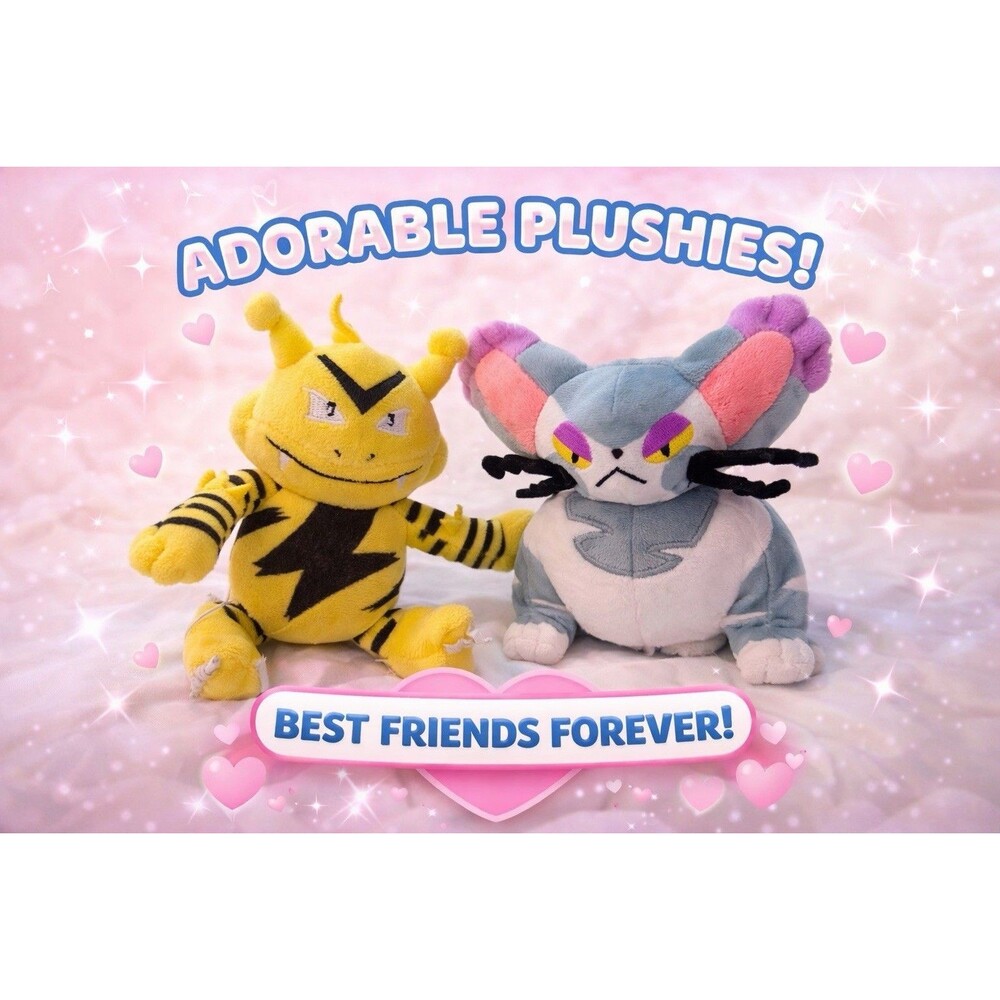 Pokémon Plush Bundle Electabuzz & Purugly 2018 Pokémon Center EUC